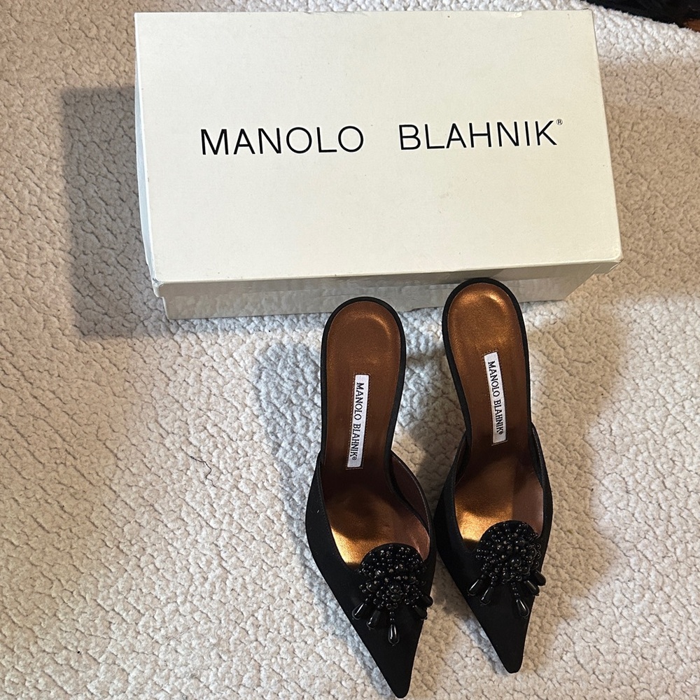 Manolo Blahnik Black Heels with Embellishments